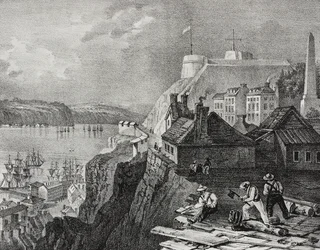 Veduta della città di Quebec, Canada, litografia di Salvatore Puglia da Poliorama Pittoresco, n 46, 24 giugno