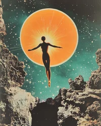 La donna cosmica fluttuante