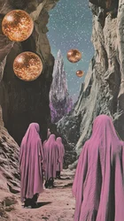 Viaggio nello spazio in accappatoio rosa