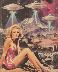 Invasione di UFO nel deserto retrò