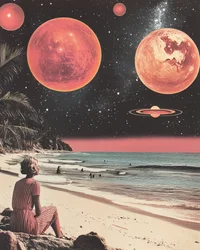 Spiaggia spaziale retrò