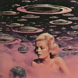 Sogno surreale in uno spazio rosa
