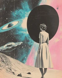 Donna in un sogno cosmico