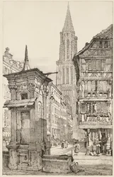 La Rue Mercière e la facciata ovest della Cattedrale di Strasburgo