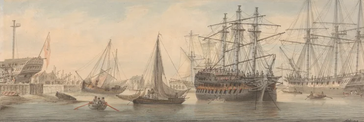 Navi da guerra e altre imbarcazioni sul Tamigi (probabilmente a Deptford)