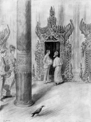 Il Principe e la Principessa del Galles nel palazzo di Re Theebaw, Mandalay, Birmania, 1906