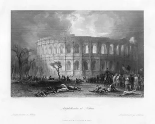 Anfiteatro a Nîmes, Francia, XIX secolo