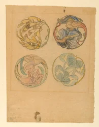 Disegno, Studi di fiori (quattro progetti di ornamenti circolari), 1880-90