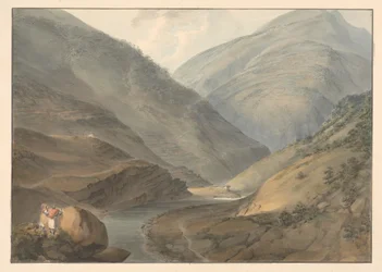Paesaggio montuoso con fiume