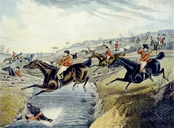 La grande caccia alla volpe del Leicestershire, tavola 2, inciso da Charles Hunt