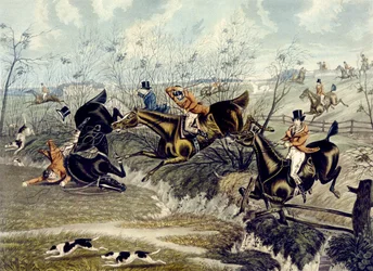 La grande caccia alla volpe del Leicestershire, tavola 3, inciso da Charles Hunt