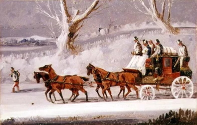La posta reale in una tempesta di neve