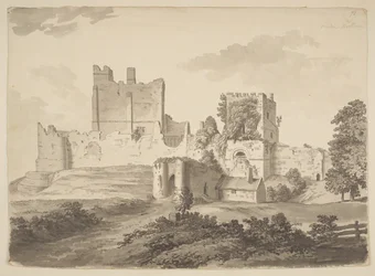 Veduta a inchiostro di china del castello di Prudhoe, nella parrocchia di Ovingham (inchiostro di china su carta)