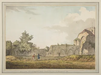 Rovine della navata della chiesa priorale di Boxgrove viste dal cimitero