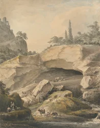 Paesaggio Roccioso con Contadini e Bestiame