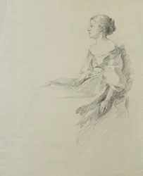 Donna seduta di profilo