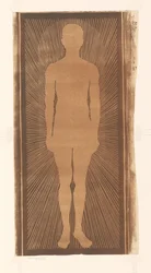 Silhouette di un uomo con raggi intorno