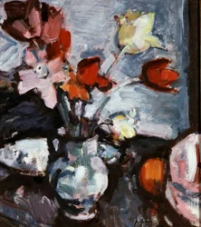 Natura morta con tulipani. Dipinto di Samuel John Peploe (1871-1935) Collezione privata.