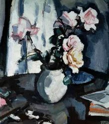 Natura morta con rose in un vaso . Pittura di Samuel John Peploe (1871-1935 Britannico) Collezione privata