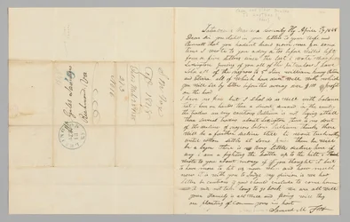 Lettera a Giles Saunders da Samuel M. Fox riguardante il commercio degli schiavi, 17 aprile 1848