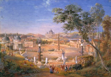 Veduta della Roma moderna durante il Carnevale