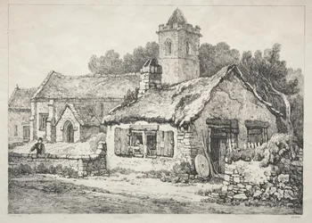 Una serie di edifici antichi e cottage rurali nel nord dell