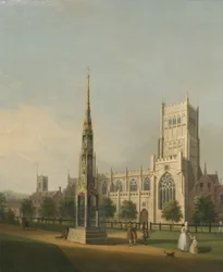 Veduta della High Cross e della Cattedrale di Bristol, c.1750