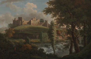 Castello di Ludlow con Dinham Weir, da sud-ovest