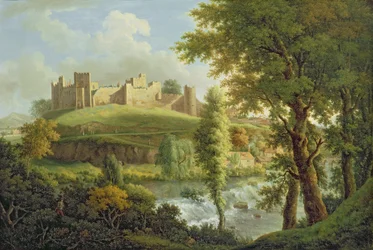 Castello di Ludlow con Dinham Weir, dal sud-ovest, c.1765-69
