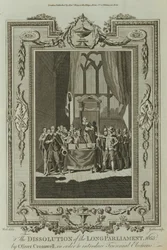 La dissoluzione del Lungo Parlamento 1653 da Oliver Cromwell (incisione)