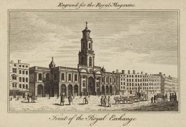 La facciata della Royal Exchange nella City di Londra