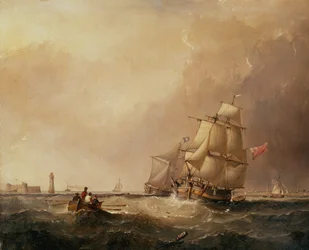 Una vista del porto di Mersey e una vista delle navi al largo di Douglas, Isola di Man