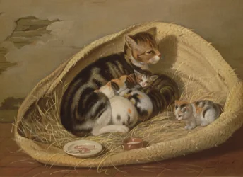 Gatto con i suoi gattini in un cesto, 1797