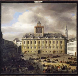 La Burgplatz interna di Vienna (dipinto su legno di quercia)