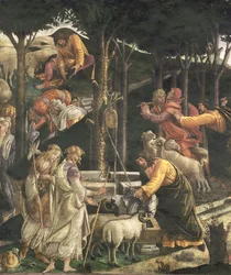 Dettaglio della Giovinezza di Mosè, nella Cappella Sistina, 1481
