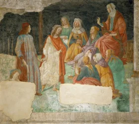 Un giovane (Lorenzo Tornabuoni?) viene condotto da Minerva