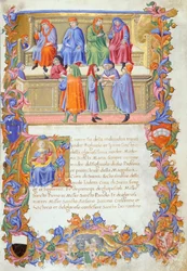 Tribunale della Mercanzia, miniatura dagli Statuti dei Mercanti n. 6