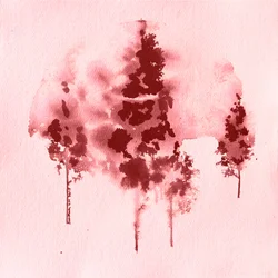 Nebbia cremisi nella foresta