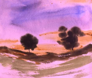 Paesaggio da sogno al tramonto