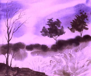 Paesaggio etereo viola