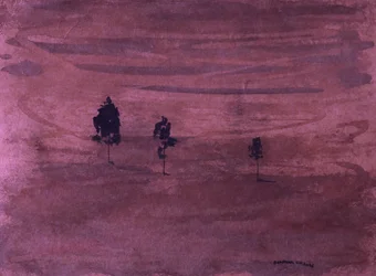 Paesaggio minimalista color prugna