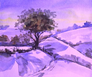 Paesaggio invernale viola