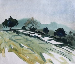 Paesaggio tranquillo su una collina