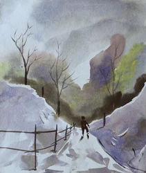 Sciatore su pista invernale