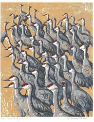 Folla di gru, 2015 (Linocut)
