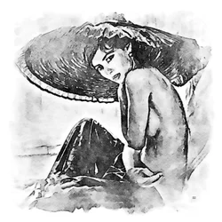 Donna con grande cappello