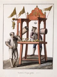 Venditore di acqua ghiacciata; e Costume napoletano del carro