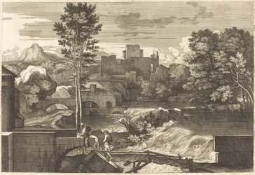 Paesaggio con due figure su un ponte