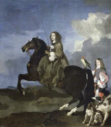 Ritratto della regina Cristina di Svezia 1626-1689 a cavallo, 1653-1654