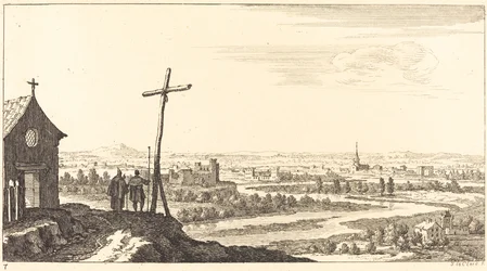 Paesaggio con Chiesa e Città in Lontananza
